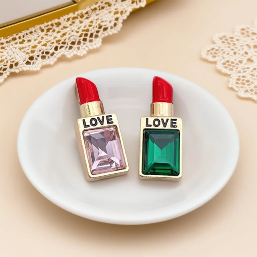 2026 New Rhinestone Lipstick Brooch Exquisite Alloy Fashion Lapel Pin Dress Garment Decoration Accessory