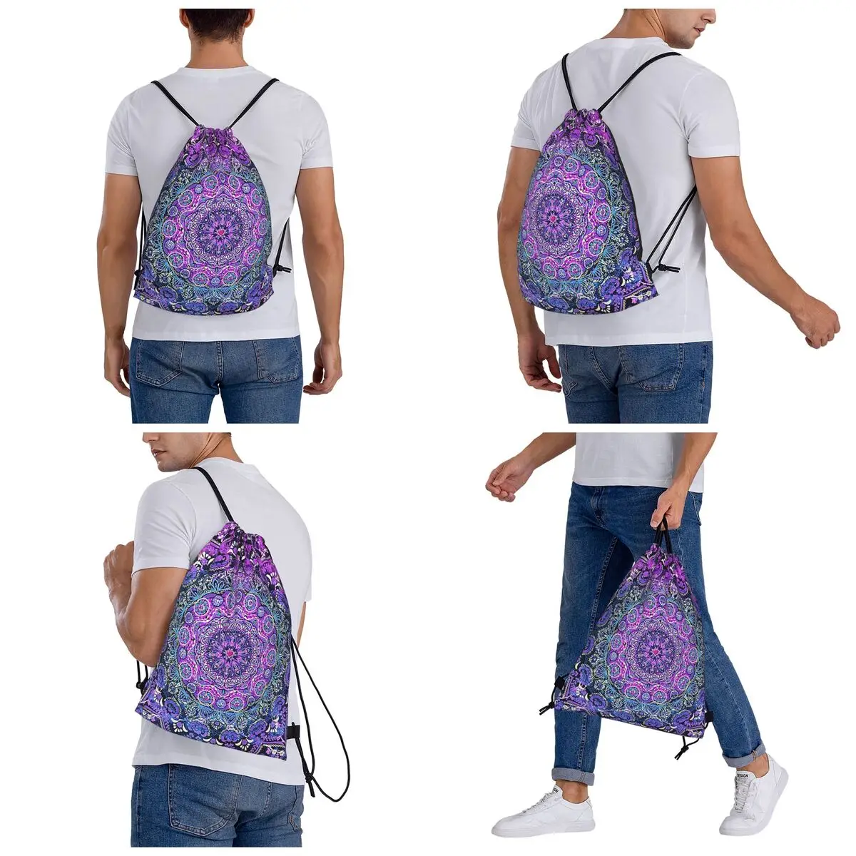 Cosmic Love Mandal Backpacks Multi-function Drawstring Bags Shoes Bag Book Bags for Travel School