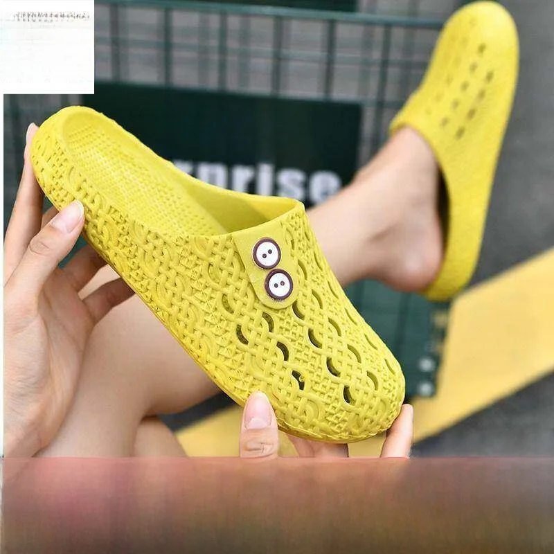 

Women's Rubber Slip-On Slippers Summer Home Anti-Slip Deodorant Flat Bottom Crystal Color Sandals Indoor Bath Slippers