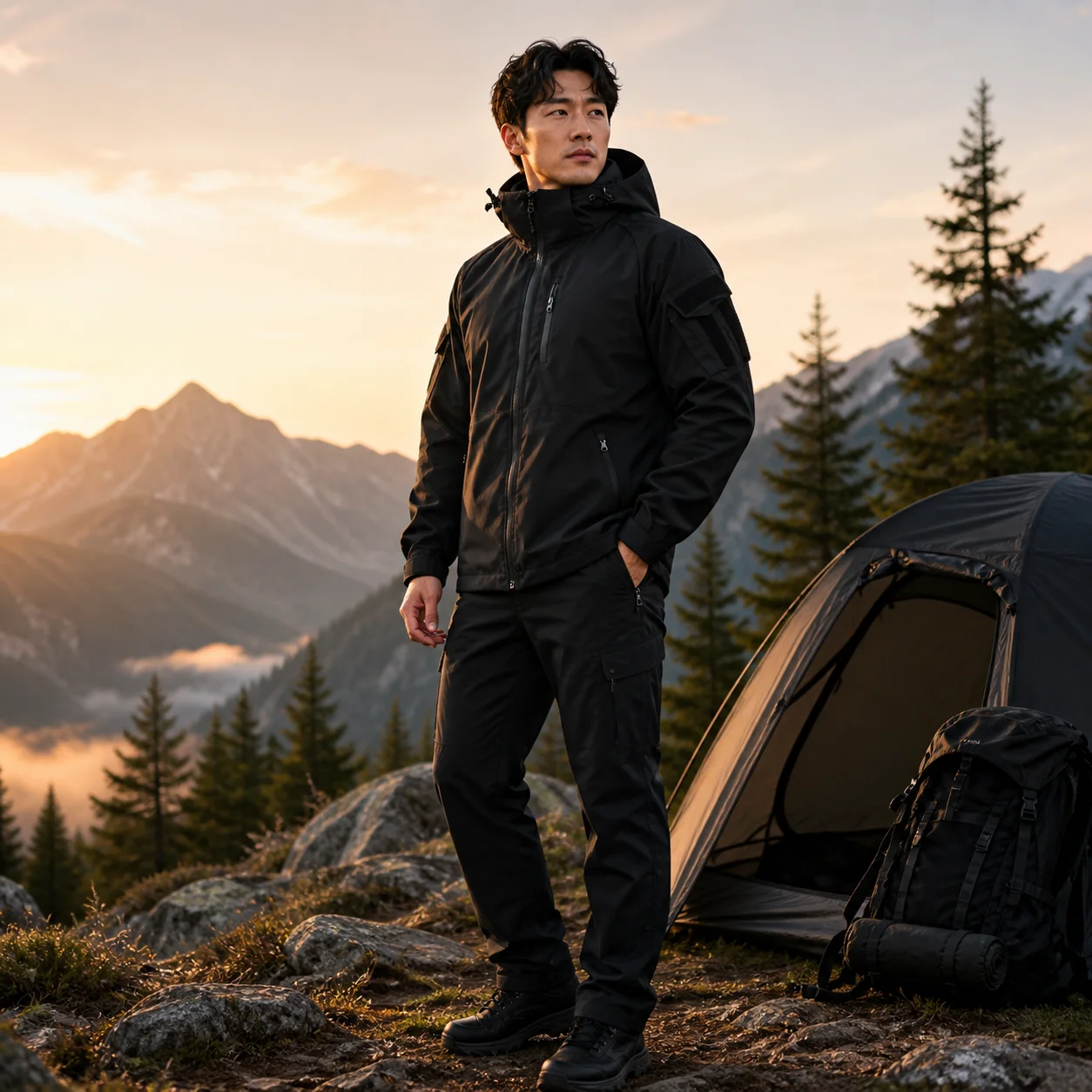 Men Wear Resistant Hooded Coat Spring Autumn Multi-Pocket Bomber Camping Hiking Jacket Outdoor Tactical Windbreaker Jacket