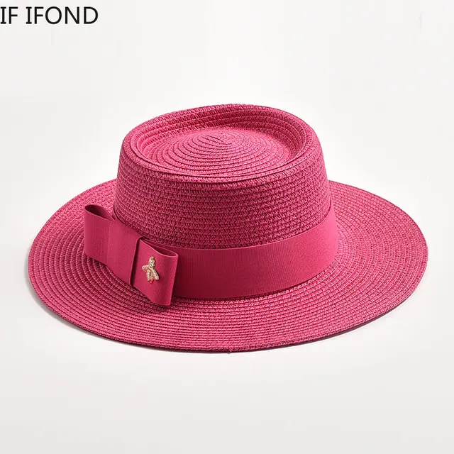 Nowa wiosna lato kapelusze słomkowe dla kobiet okrągły wyboista powierzchnia płasko zakończony Bowknot sukienka Cap Travel kapelusz przeciwsłoneczny na plażę Gorra