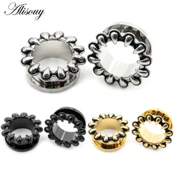 Alisouy 2pcs 8-25mm Stainless Steel Fangs Claw Thread Ear Tunnels Plugs Flesh Expanders Stretchers Gauges Piercing Body Jewelry