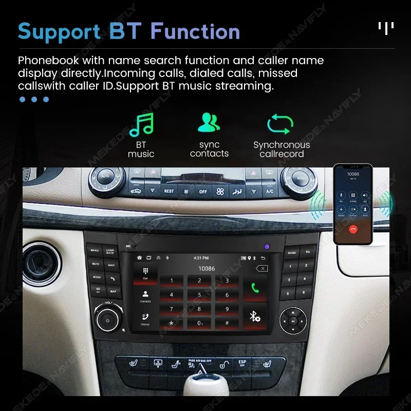 2 Din 7'' Car FM Radio for Mercedes Benz E-class W211 E200 E220 E300 E350 E240 E280 CLS CLASS W219 CarPlay Android 13 GPS Player