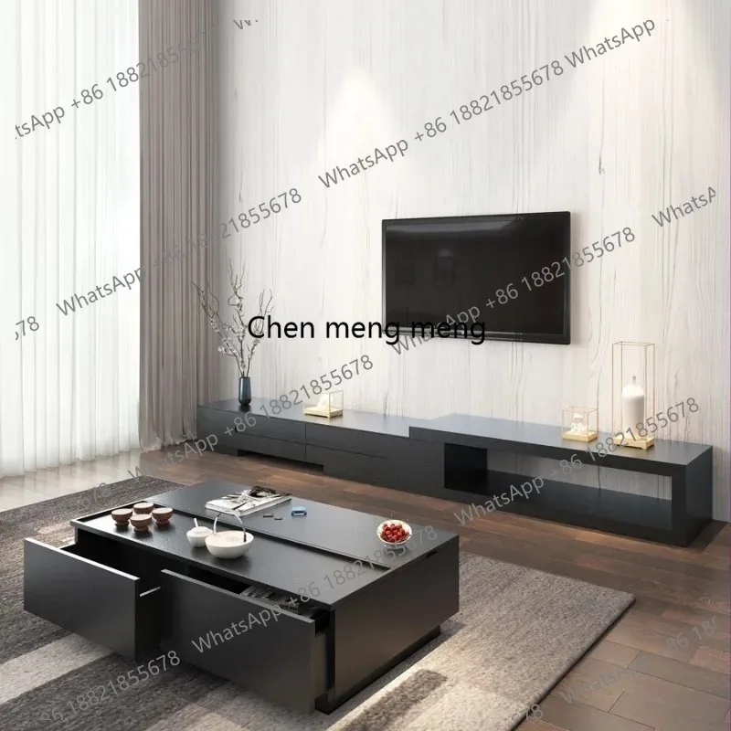 Modern Minimalist Coffee Table Minimalist Luxury Square Combination High End Tea Table Drawers Storage Wood Furniture