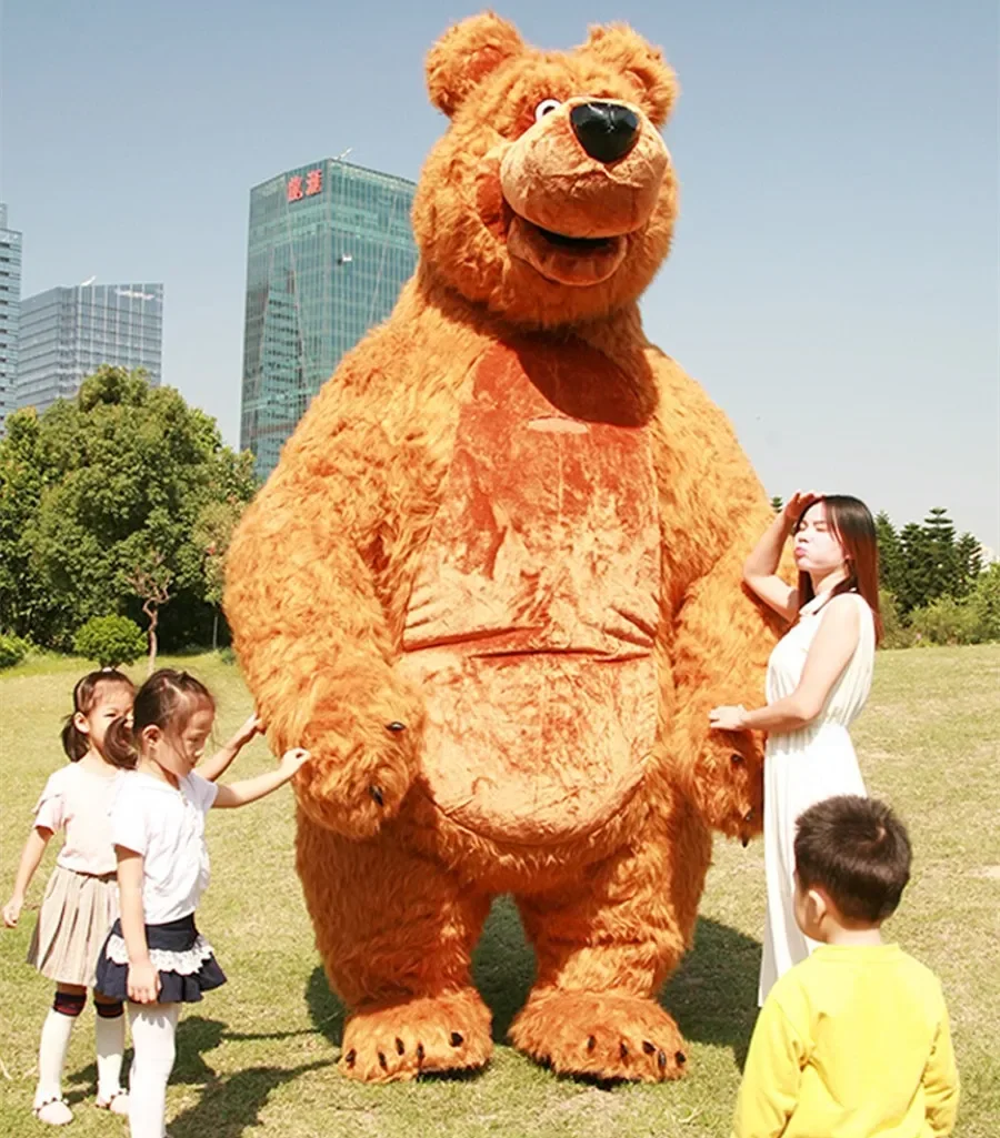 300cm Inflatable Cute Furry Plush Bear Cartoon character Mascot Costume Advertising Ceremony Fancy Dress Party Animal carnival