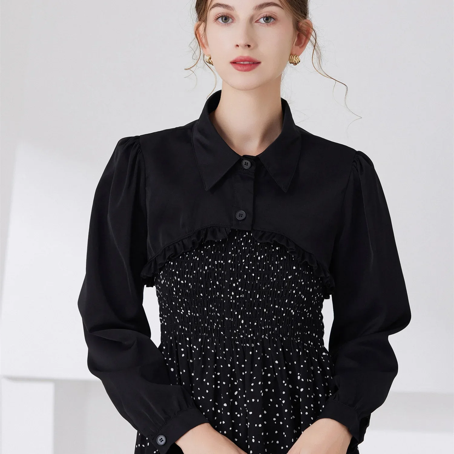 Cotton Fake Collar Top for Women Lapel Half Blouse Long Sleeve Shirt Detachable Removable False Collar Shouder Wraps Shawl