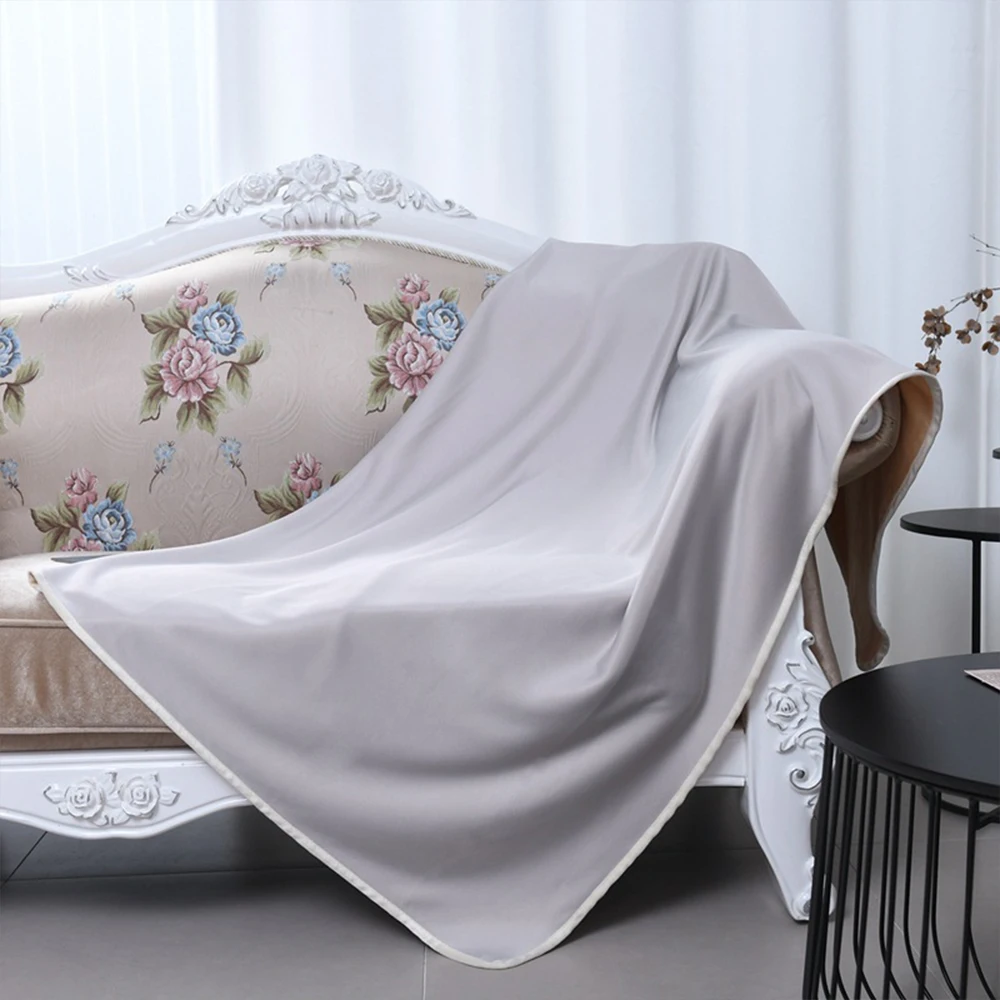 Cooling Ice Silk Blanket Lightweight Summer Throw Blanket for Air Conditioned Room Office Nap Machine Washable Cool Bed Cover