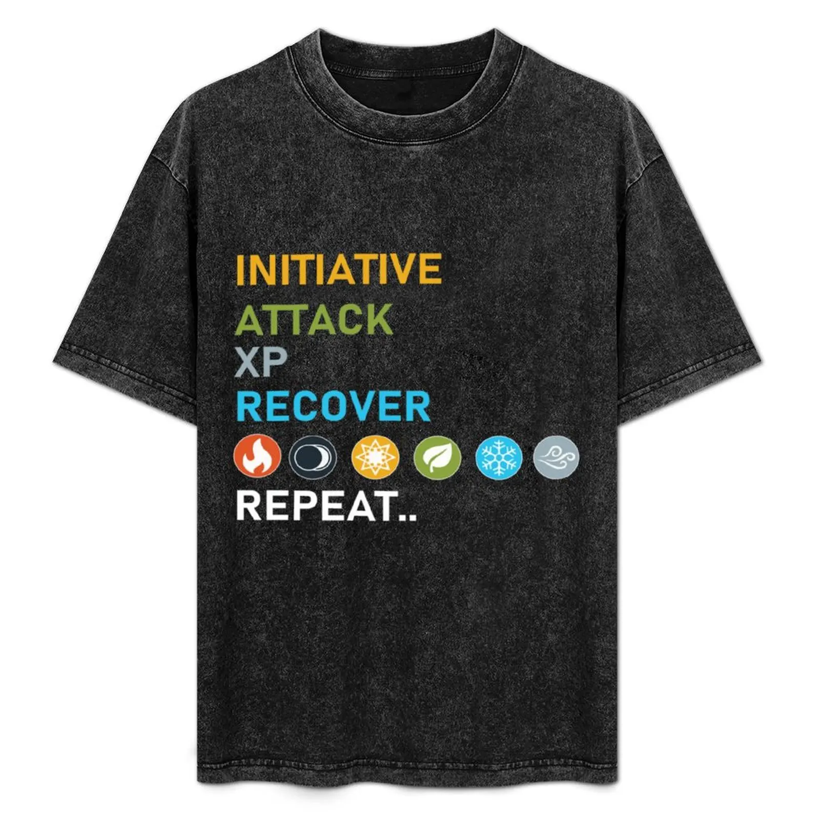 

Gloomhaven Initiative, Attack, XP, Recover, Repeat Board Game Graphic - Tabletop Gaming T-Shirt Cool Feeling Summer Tee Shirt