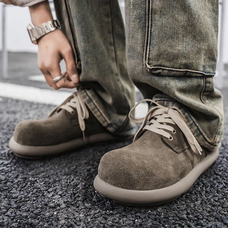 Men's Retro Fleece Lined Birkfoot Loafers Thick Bottom Sports Casual Shoes Youth Trend Korean Style Waterproof Outdoor Sneakers