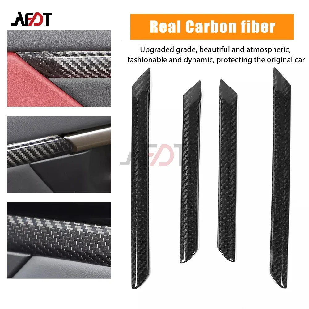 AFDT لسيارات BMW 5 Series G60 G68 I5 M60 2024 ألياف الكربون الحقيقية باب السيارة لوحة شرائط غطاء ملصقات الزخرفية الملحقات الداخلية #3