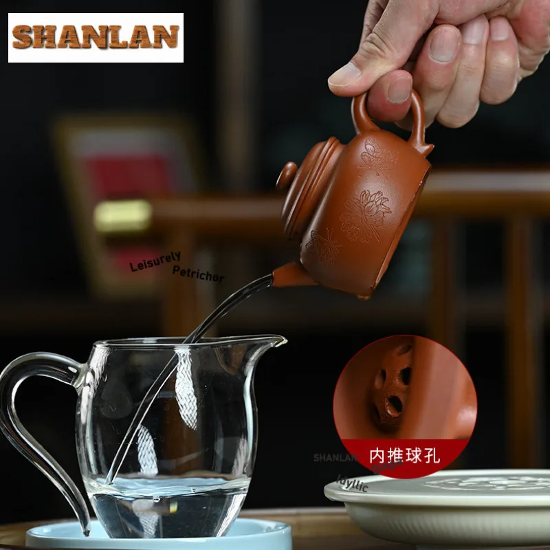 130 مللي بوتيك ييشينغ الأرجواني الطين أباريق الشاي اليدوية منحوتة الفاوانيا دي تشونغ وعاء الخام الخام الصغيرة الأحمر الطين غلاية Zisha طقم شاي