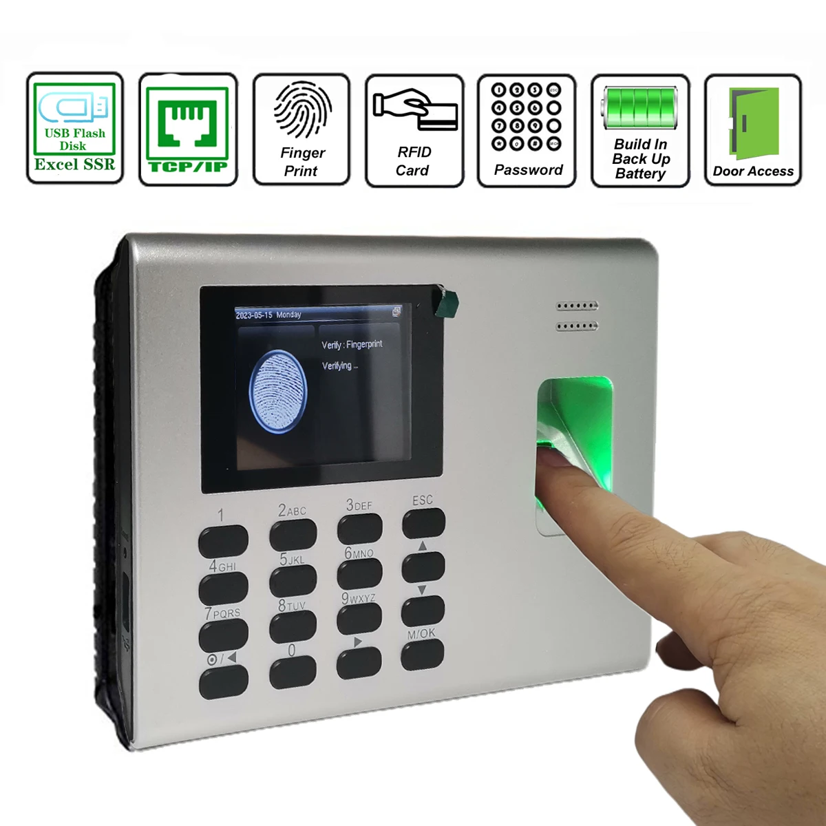 

ZKTime 5.0 TCP/IP 2000 mAh Battery Fingerprint & Rfid Card Time Clock Recorder Attendance Employee Biometric Attendance System