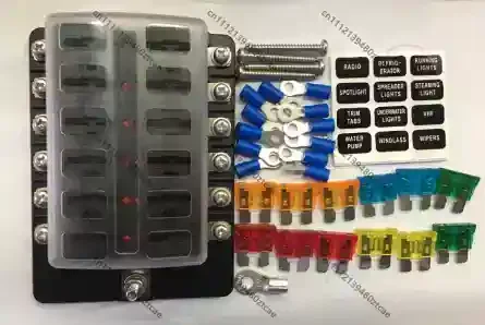 12 Channel Automotive Fuse Distribution Box Medium Fuse Holder With Terminals For Car Lighting