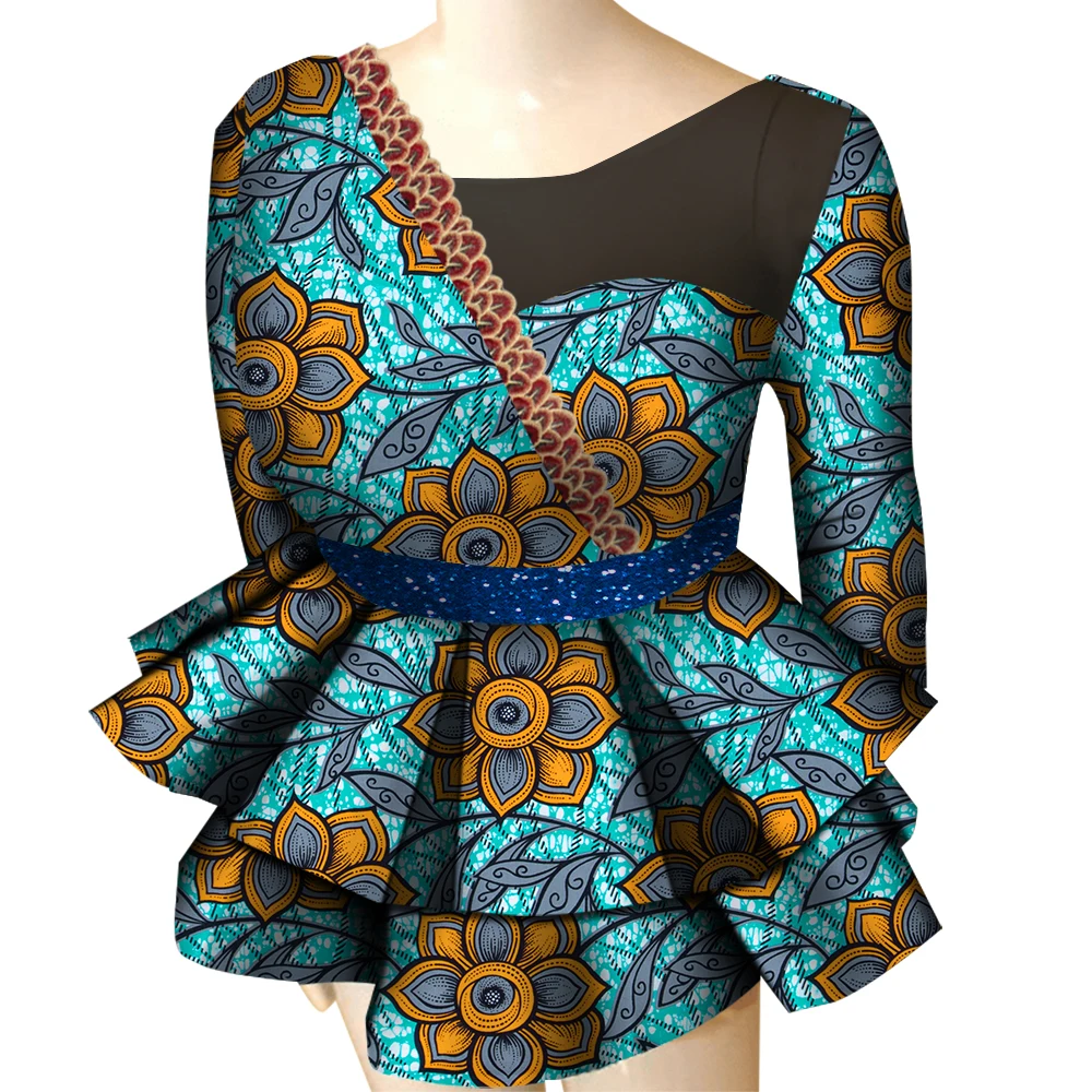 African Print Blouse Tops for Women Fashion 2022 African Tops Dashiki Plus Size T Shirt African Clothes for Women WY8570