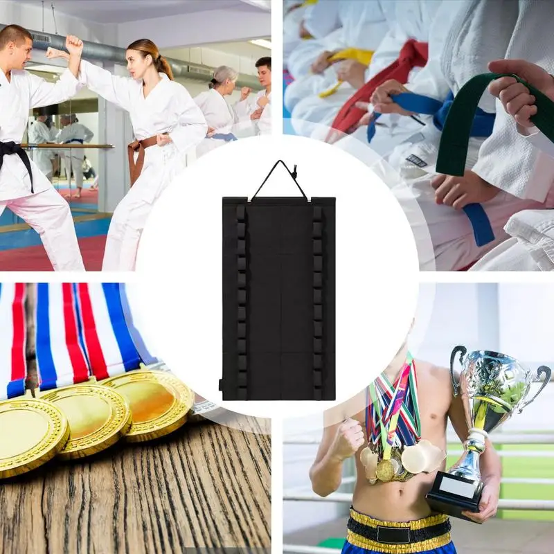 Taekwondo Belt Display Karate Belt Display Rack 12 Belts Hang Rack Wall Mounted Karate Belt Display Martial Arts Belts Organizer