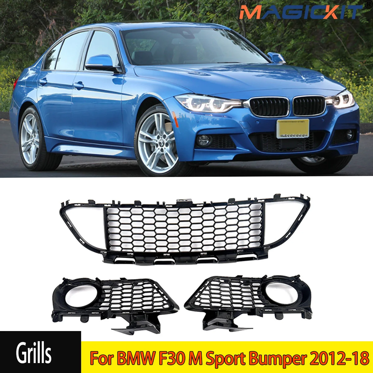 Front Lower Grille Fog Light Lamp Grill Cover For BMW F30 M Sport Bumper 2012-18