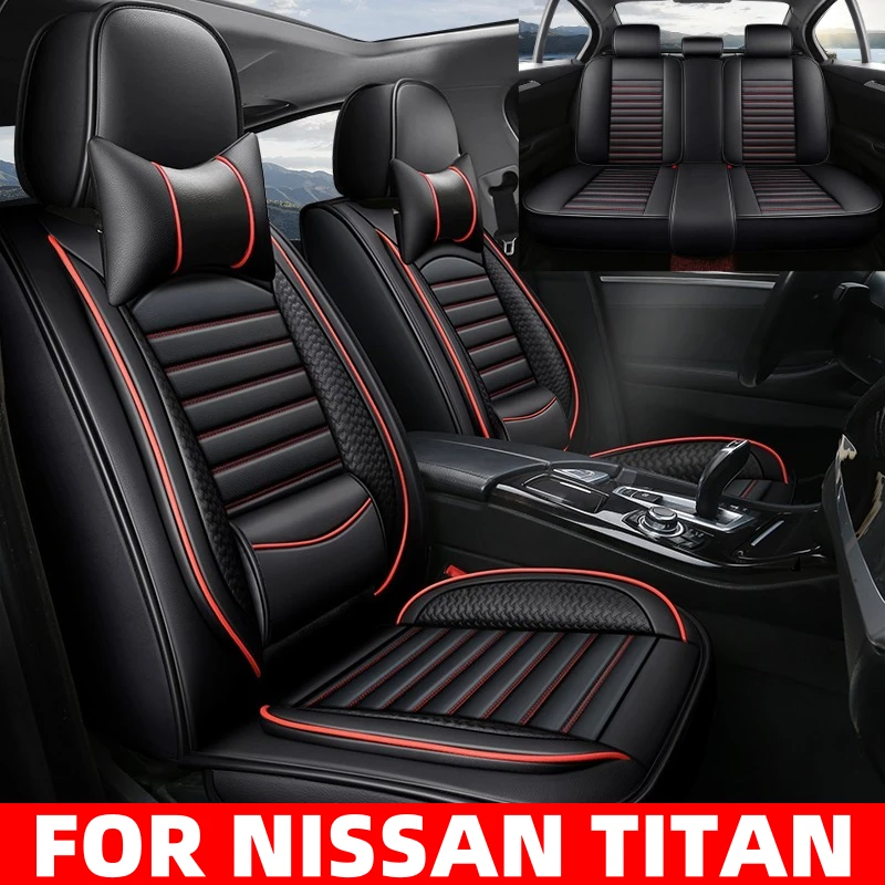 

FOR NISSAN TITAN Car seat cover waterproof wear-resistant PU leather waist-fixed full wrap seat cover with steering wheel cover