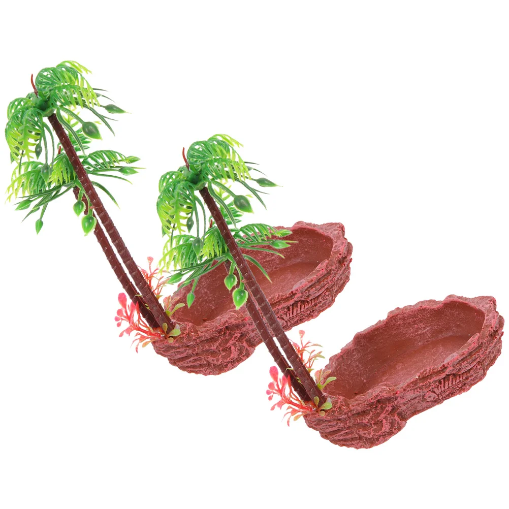 

2Pcs Reptile Food Dishes Resin Decorative Natural Color Water Bowls Snack Supplies Terrarium Feeding Bowls Reptile Food Dish