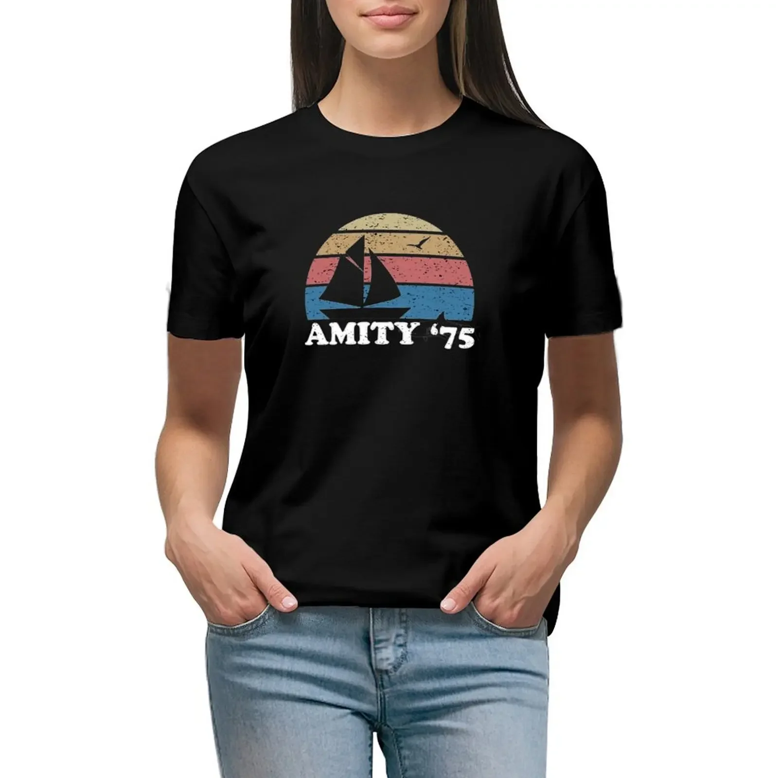 

Amity '75 - The Summer of Great White Shark Jaws T-Shirt sublime customs design your own summer top ariat shirts for Women