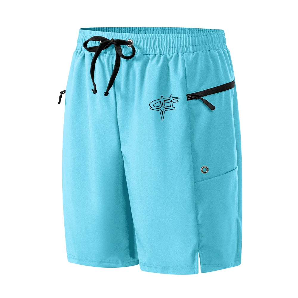 Men's Quick Drying Zipper Pocket Athletic Shorts 2026 New Style Star Print Drawstring Casual Pants For Fitness And Running