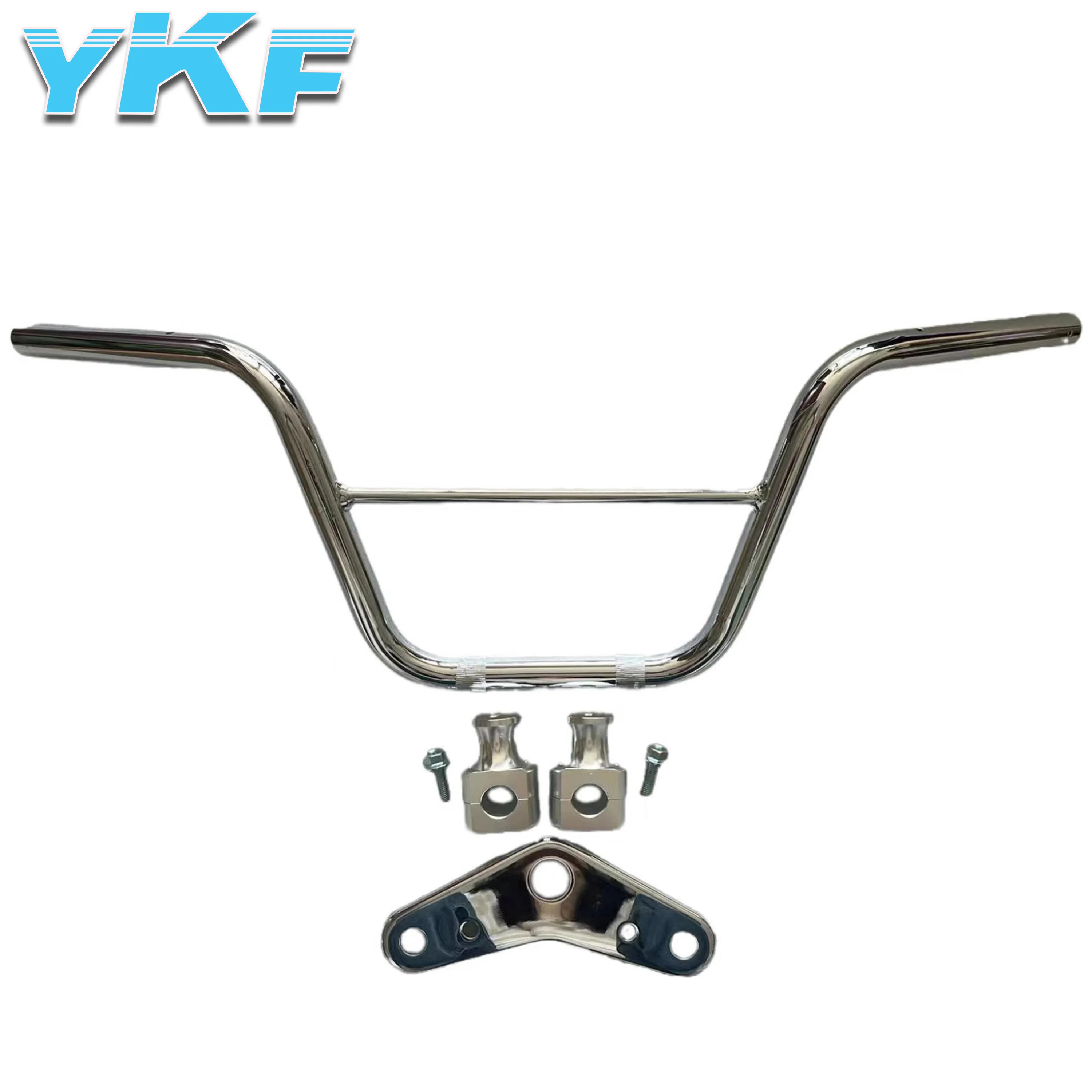 Silver or black chrome handle bar kit Includes handlebars, top plate and risers for CT70