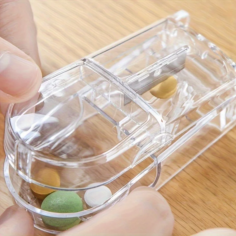 Portable Pill Cutter 4-Season Pill Splitter with Storage Box ABS Plastic Durable Design Home Precision Medicine Cutter Tablet...