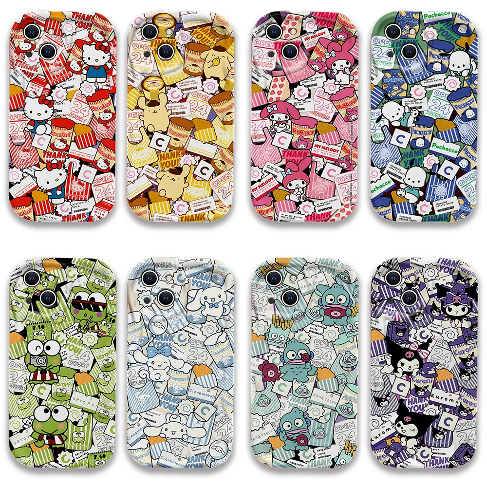 Sanrio Family Hello Kitty Kuromi  3D Wave Case For iPhone 15 14 13 12 11 Pro Max Mini X XR XSMAX 8 7 6S Plus Soft Silicone Cover