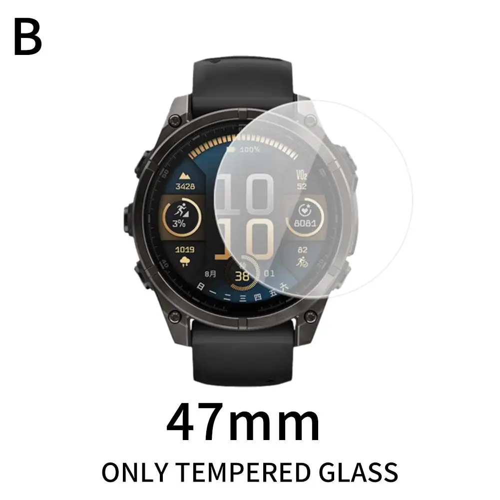 Watch Screen Tempered Film For Garmin Fenix 8 43MM 47MM 51MM Watch Ultra-thin Anti-scratch Clear Tempered Glass Protective Z8B1