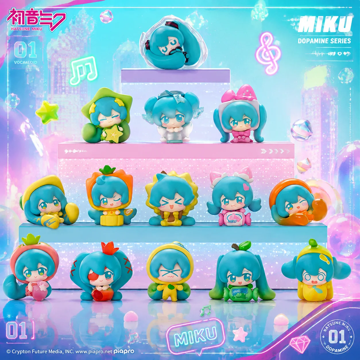 FUNISM Hatsune Miku Fruit Candy Qface Blind Box Authentische Figur Auto- und Schreibtischdekoration Geschenk für Vocal-Fans