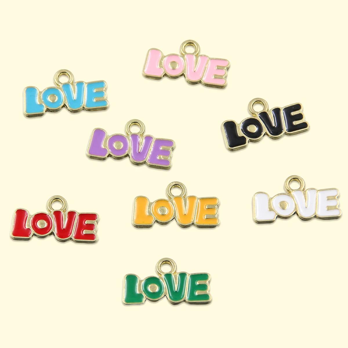 10Pcs 8 Color 11x20MM Alloy Metal Drop Oil Valentine's Day Charm Letter LOVE Pendant For Enamel DIY Bracelet Jewelry Making