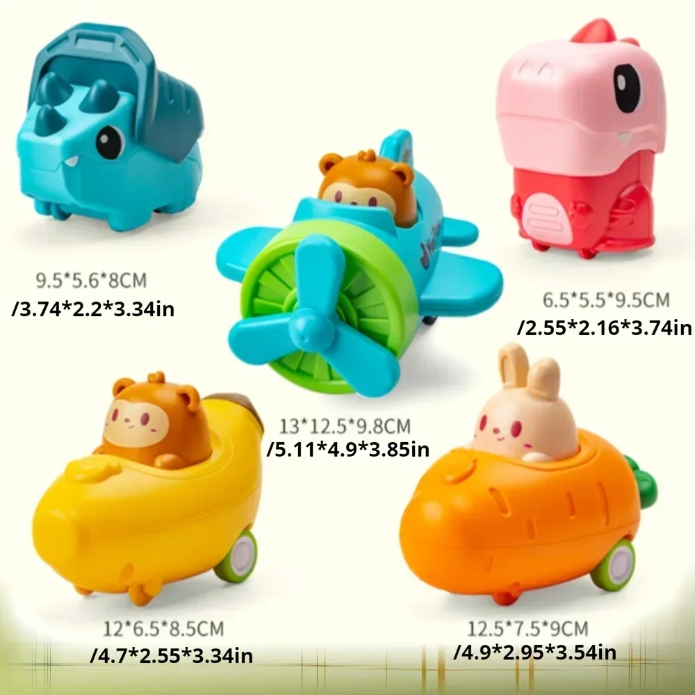 Baby Animal Car Toys Toddler Press and Go Toy Cars Wind-up Cars Bunny Rabbit Airplane Vehicles for Easter for Toddler Kids