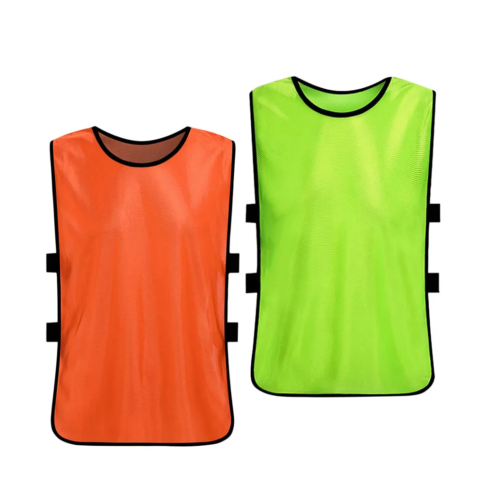 2Pcs Football Training Vest Breathable Fast-Dry Fluorescent Green Orange Size L Team Sports Soccer Basketball Lacrosse Football
