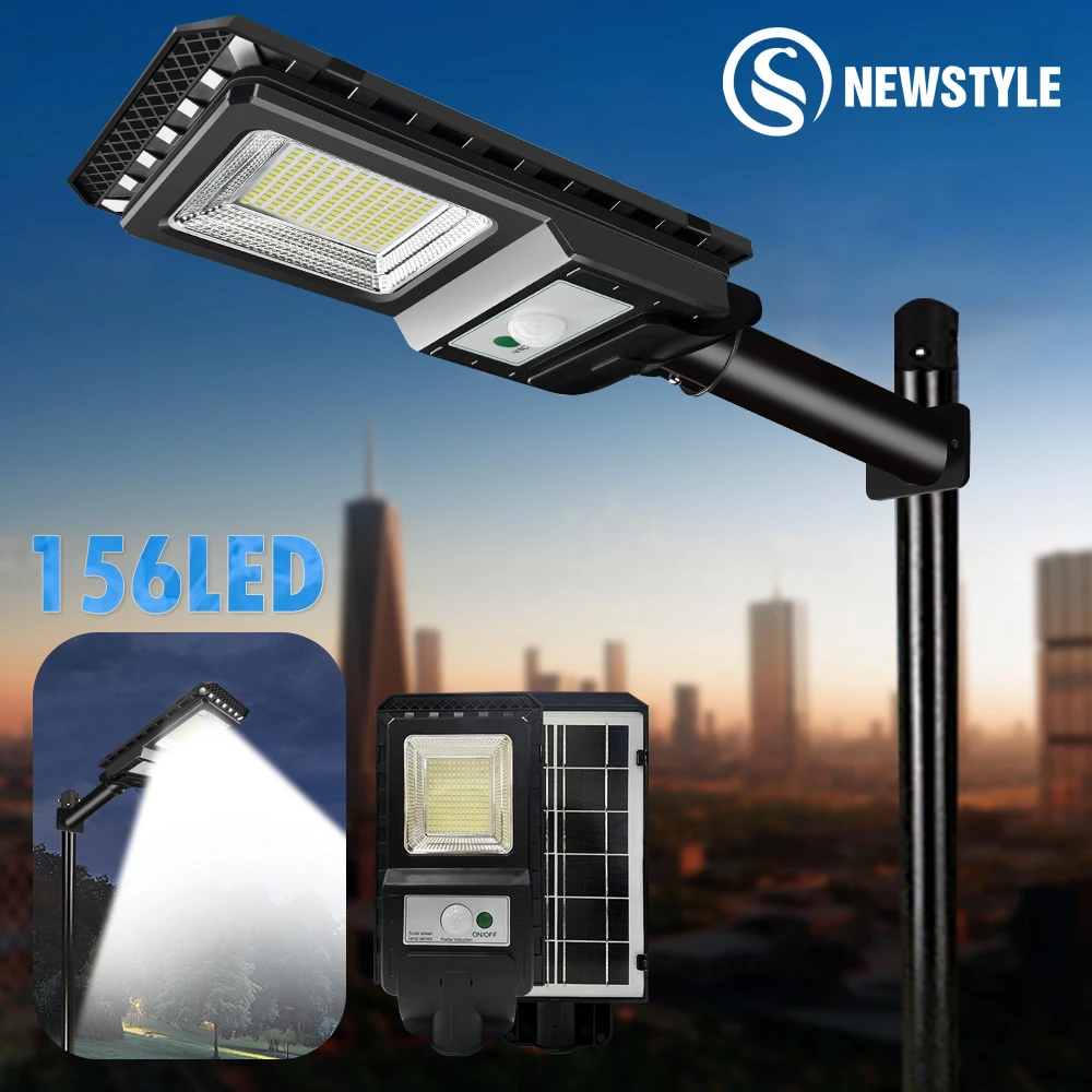 

Solar LED Street Light Super Bright Outdoor 156LED Solar Powered Wall Lamp Waterproof Motion Sensor Garage Garden Fence Floodlig