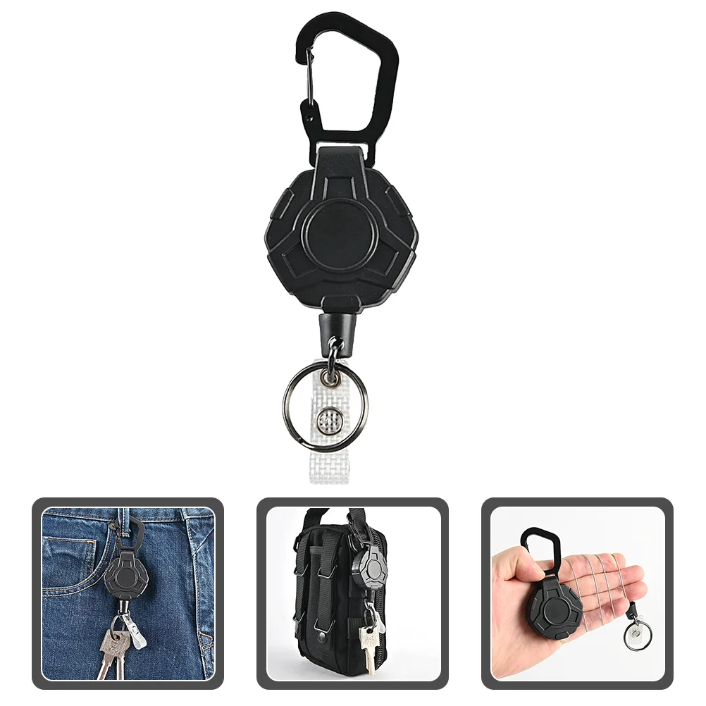 Retractable Keychain Mountaineering Carabiner Multi-functional Stainless Steel High Elastic Climbing Buckle Flexible