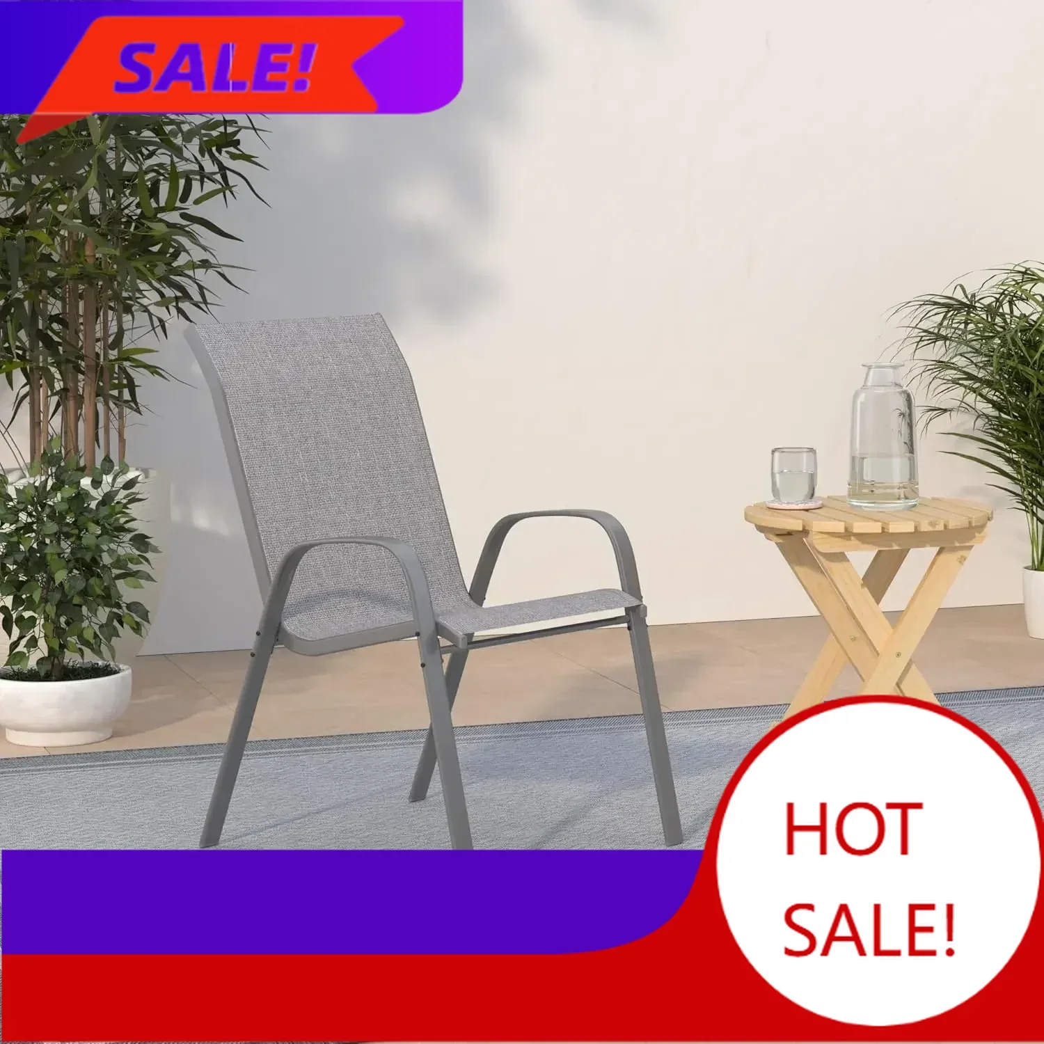 

BestsellerBestsellerBestseller[Discounted Price!]Outdoor Stackable Dining Chairs for All Weather，Patio Chairs Set of 4, Breathab