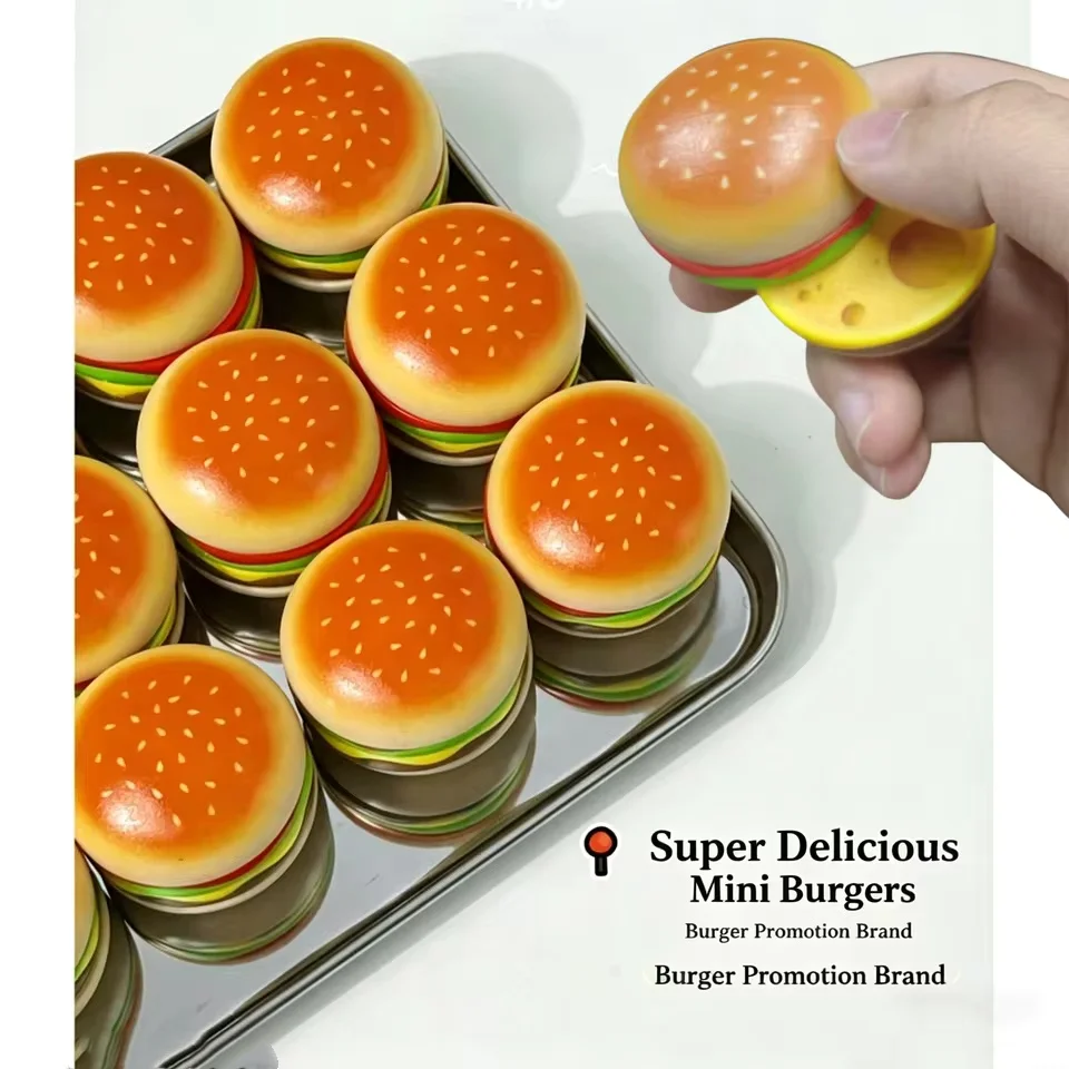 Divertido Diseño de Hamburguesa, Juguete Magnético Apilable, Gadget Táctil con Clic, Alivio del Estrés, Juguete de Bolsillo EDC, Adorno de Escritorio Informal, Regalo