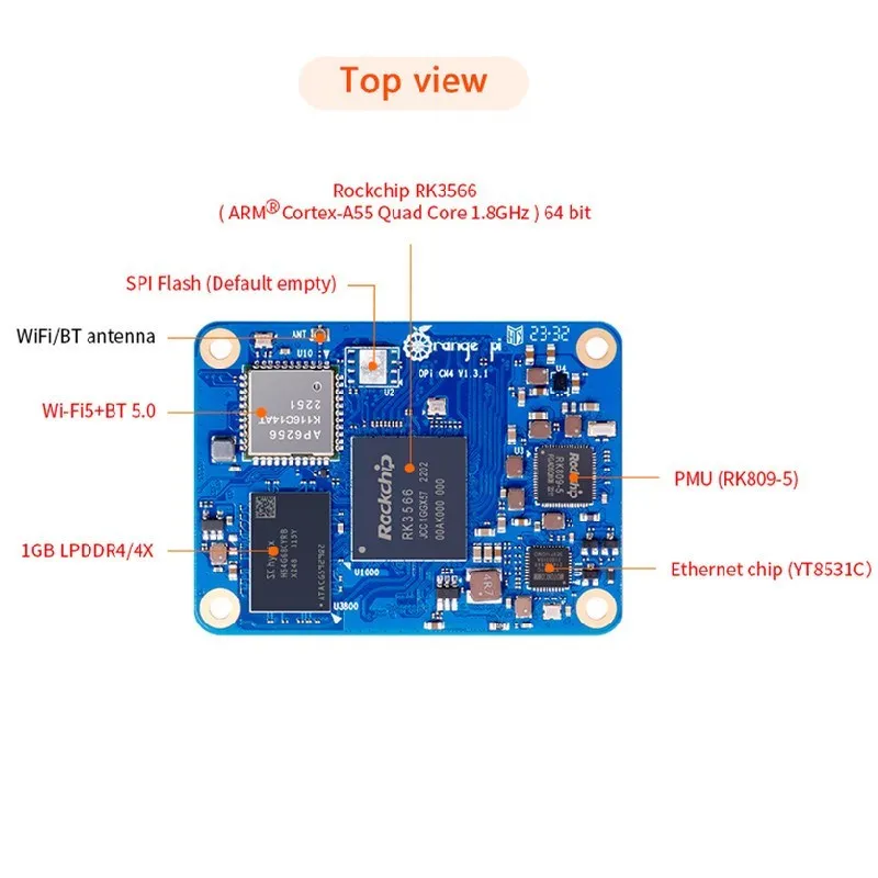 Oranje Pi Cm4 8 / 4 / 2/1Gb Ram 64Gb 32Gb 8Gb Emmc Wifi5 + Bt5.0 Ble Rockchip Rk3566 Oranje Pi Rekenmodule 4 Optionele Basis