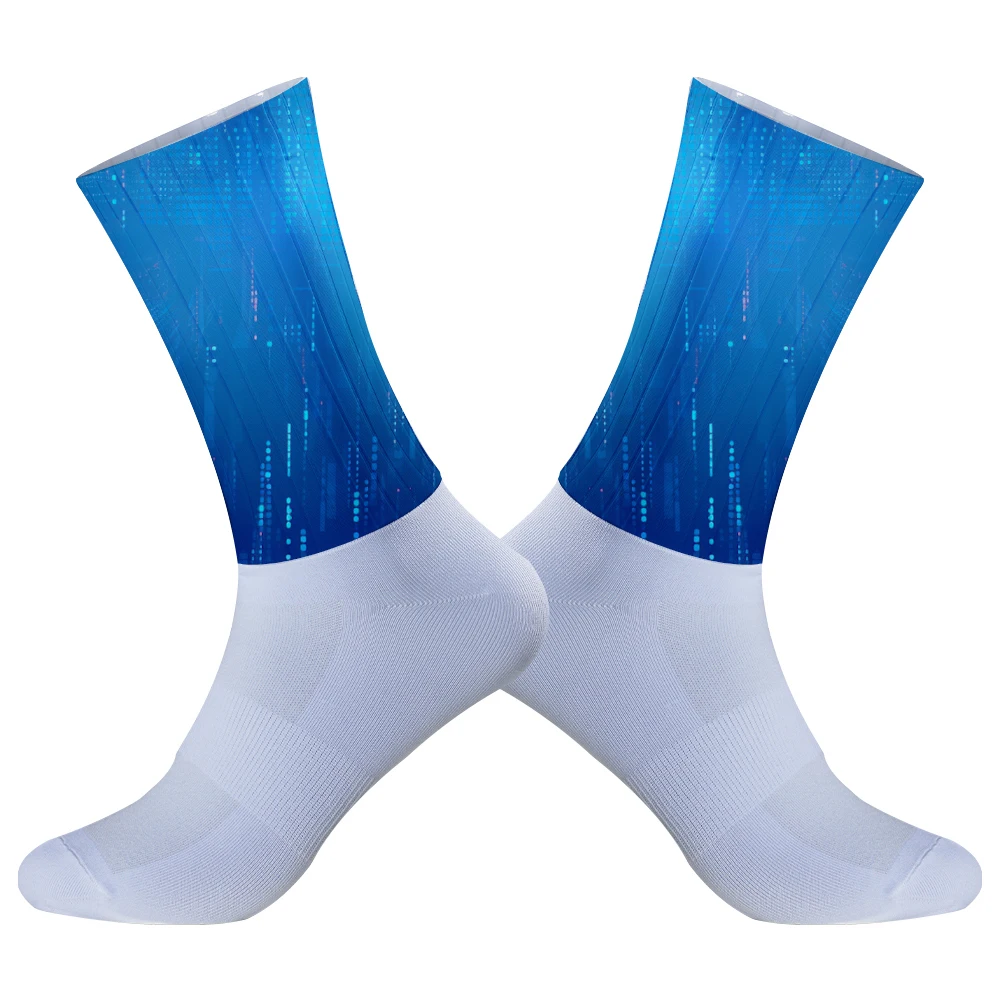 Chaussettes de cyclisme coordonnantes en silicone pour homme et femme, accessoire de sport pour vélo, course à pied, nouveauté été 2024