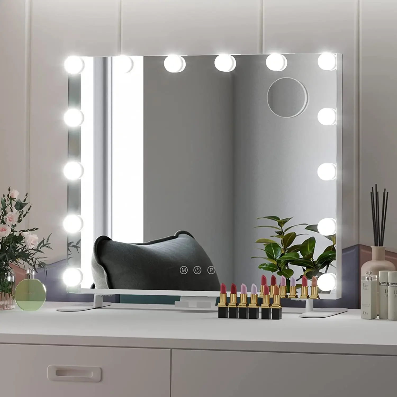 Vanity Mirror with Lights Hollywood Lighted Makeup Mirror with 14 Dimmable LED Bulbs 3 Colors Modes for Dressing Room Bedroom