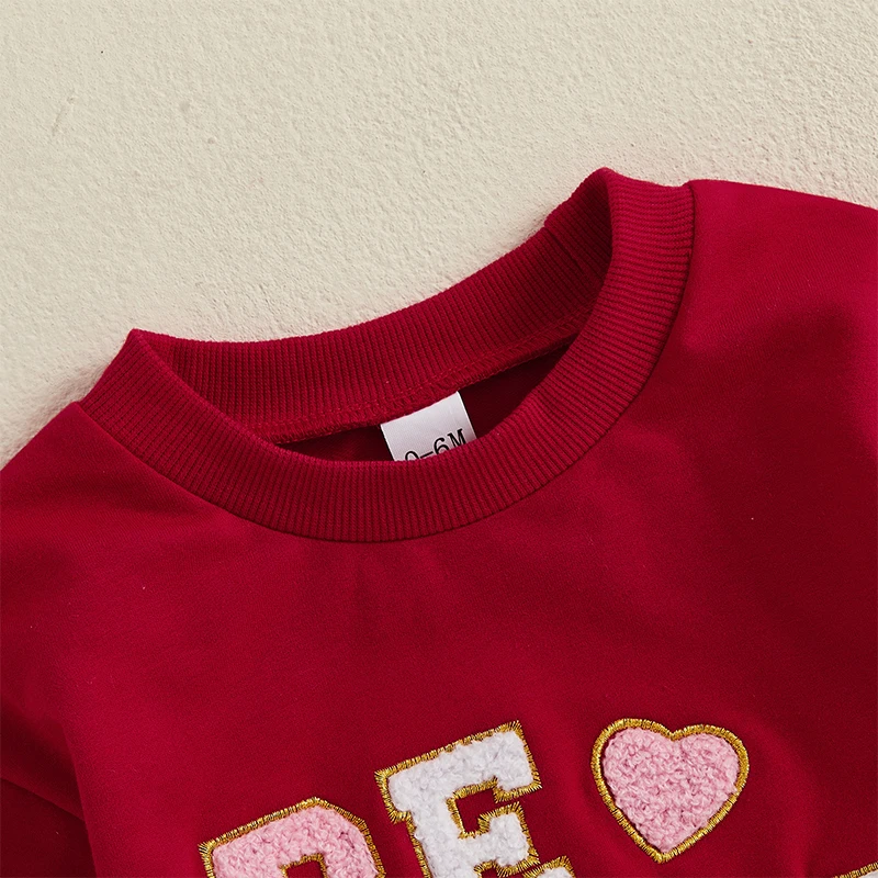 Baby Girls Boys Sweatshirts Rompers Valentine s Day Clothes Letter Embroidery Long Sleeve Infant Fall Bodysuits Jumpsuits