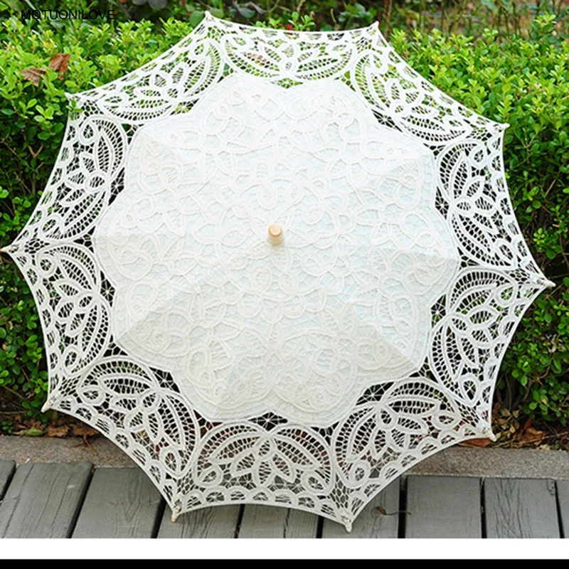 In Stock 2024 Summer Lace Umbrella For Wedding Womens Beach Bridal Sun Lace Umbrella Wedding Wholesale Ombrelle Dentelle Mariage