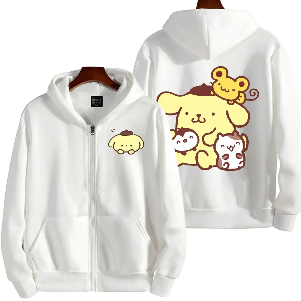 Pompom Purin Cartoon Anime Men Zipper Hoodie Spring Autumn Fashion Women Sweatshirt 2024 New Korean Style Couple Jacket Coat