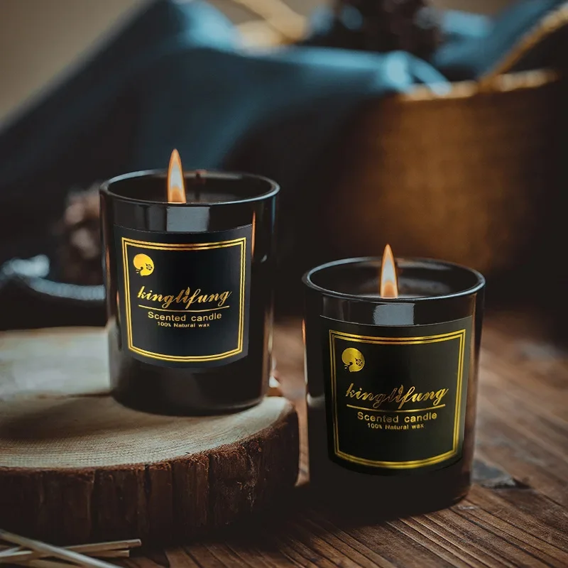 

Birthday Candle Black Glass Aromatherapy Candle Festival Scented Candles Home Decoration m