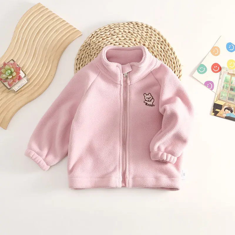 2026 New Children Boys Girls Polar fleece cardigan jacket Winter Kids Warm Hooded Baby Coats Causal Toddler Outerwear