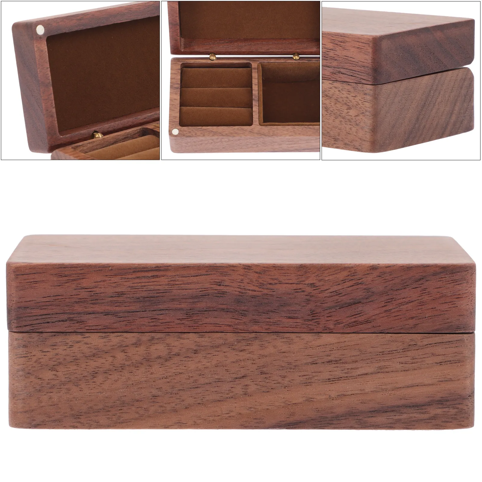 

Wooden Jewelry Box Portable Small Jewelry Case for Earrings Rings Necklace Storage Travel Organizer Holder Ring Storage Box