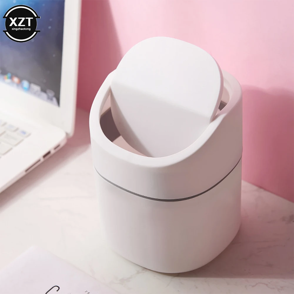 Mini Desktop Bin Small Trash Can universal Waste Bin with Lid Desktop Office Organizer Clean Workspace Storage Box Home Desk