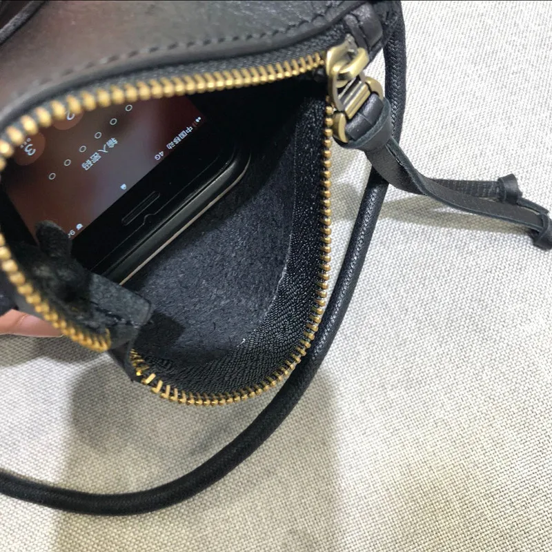 Women Genuine Leather Messenger Crossbody Bag Flap Small Clutch Wallets Shoulder Bag Black Purse Handbag Female Mobile phone bag