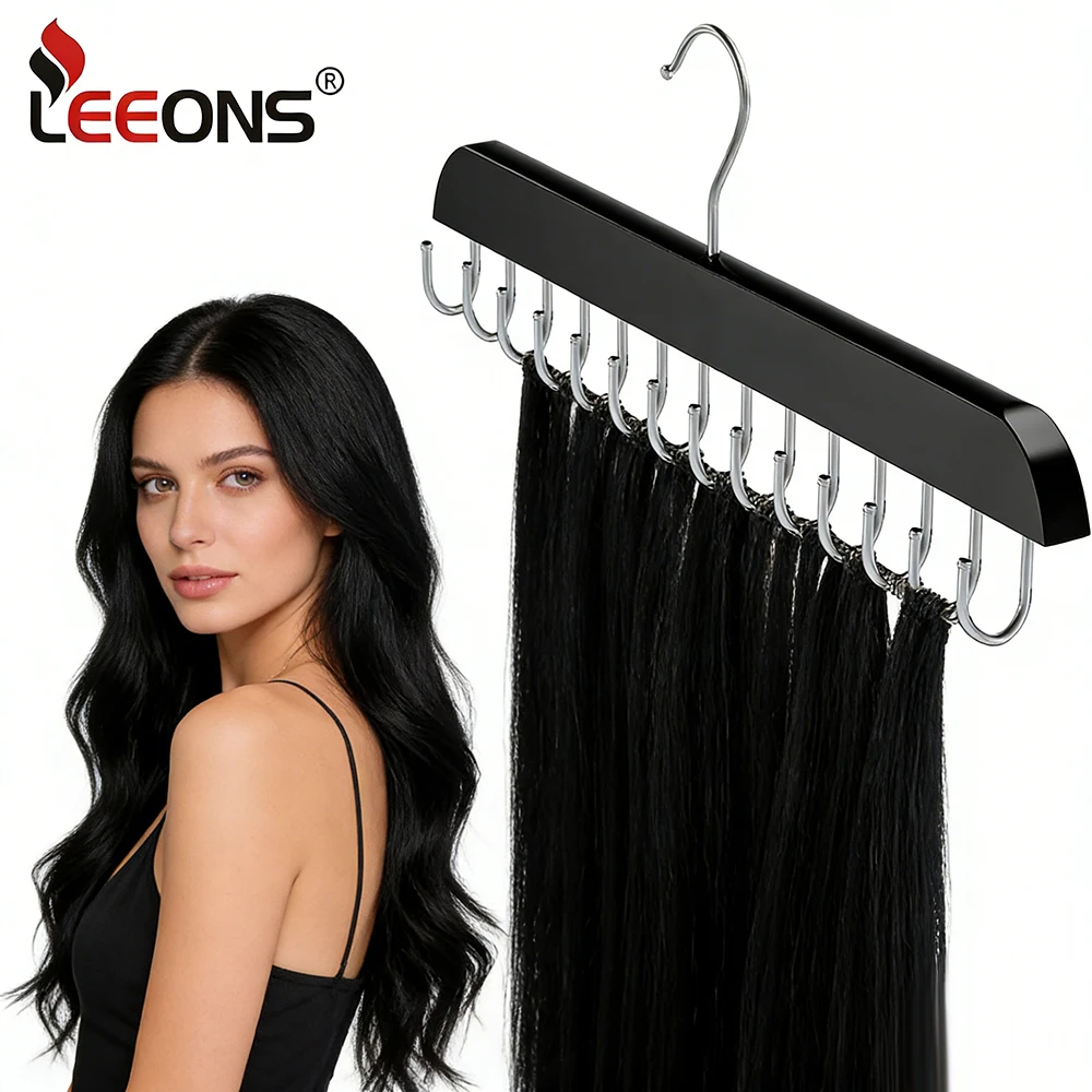 

Black Hair Extension Holder Styling Washing Drying Rack for Weft Clip-in Tape-in Halo Extensions Braiding Organizer