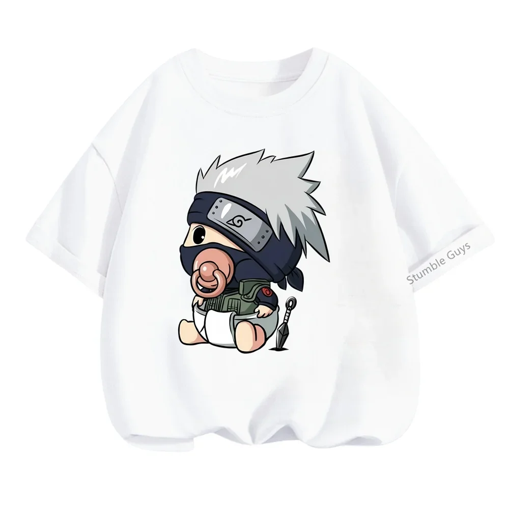 New Fashion Narutos T-shirt Summer Short-sleeved Round Neck T-shirt Boys Casual Cartoon Kakashi Top Boys T-shirt