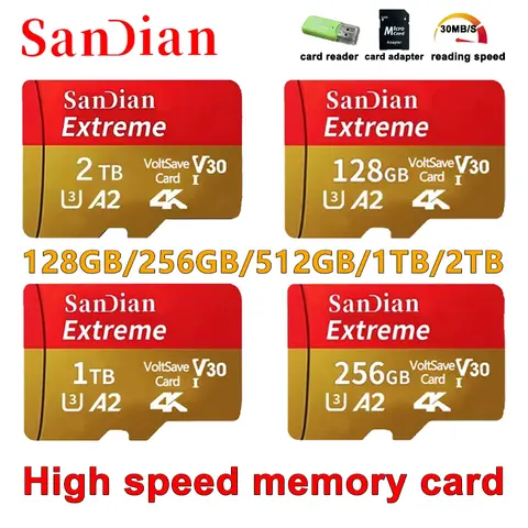 Bellek SD Kartları 128 GB Mini TF Kart 1 TB/2 TB Büyük Kapasiteli Flash Kart Sınıf 10 PC/Telefon/Kamera/Mac için Yüksek Hızlı İletim